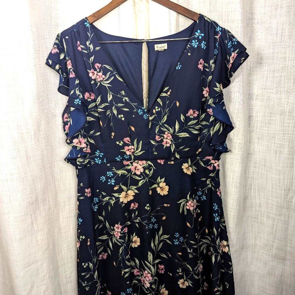 Bluebell Collection  Blue Plus Size  Floral Dress 1X